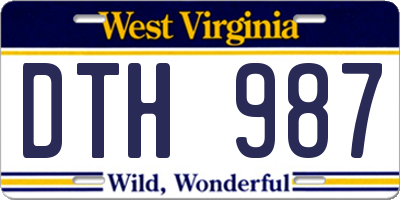 WV license plate DTH987