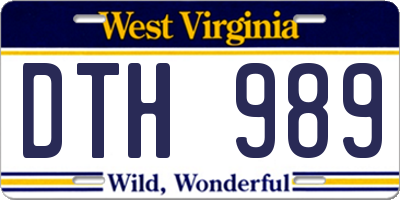 WV license plate DTH989