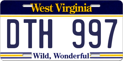 WV license plate DTH997