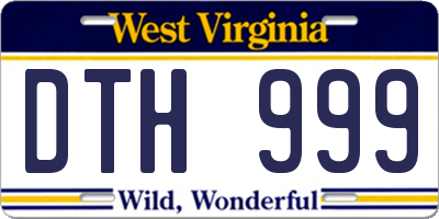 WV license plate DTH999
