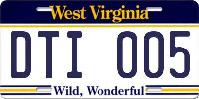 WV license plate DTI005