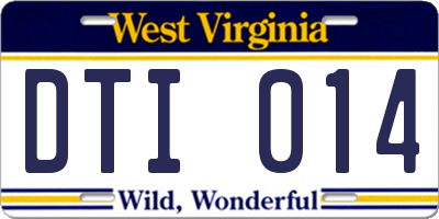 WV license plate DTI014