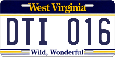 WV license plate DTI016