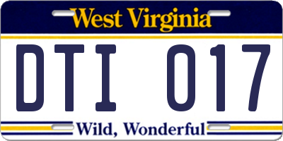 WV license plate DTI017