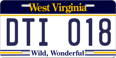 WV license plate DTI018