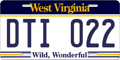 WV license plate DTI022