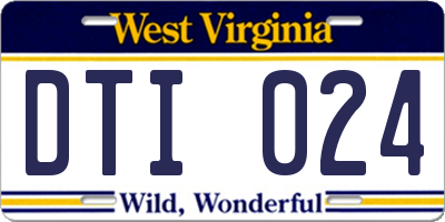 WV license plate DTI024