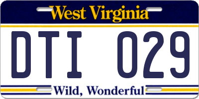 WV license plate DTI029