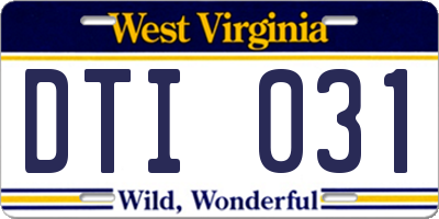 WV license plate DTI031