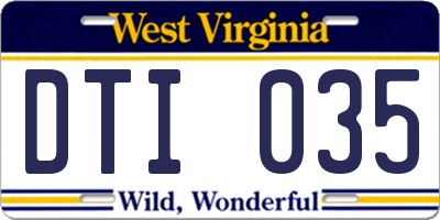 WV license plate DTI035