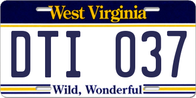 WV license plate DTI037