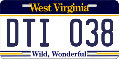 WV license plate DTI038