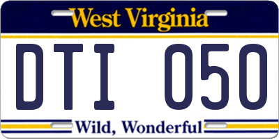 WV license plate DTI050