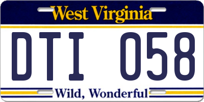 WV license plate DTI058