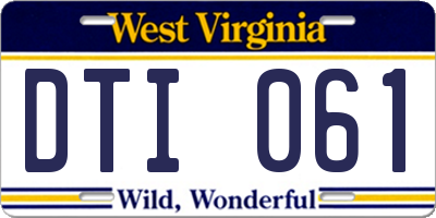 WV license plate DTI061