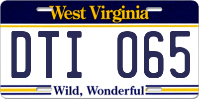 WV license plate DTI065