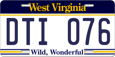 WV license plate DTI076
