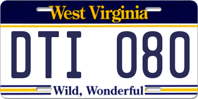 WV license plate DTI080