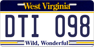 WV license plate DTI098