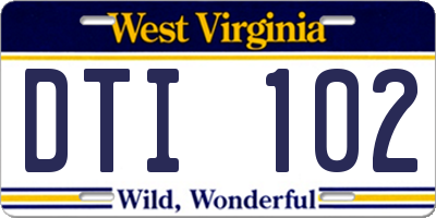 WV license plate DTI102