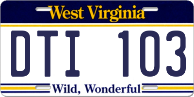 WV license plate DTI103