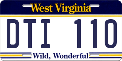 WV license plate DTI110