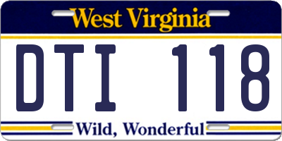 WV license plate DTI118