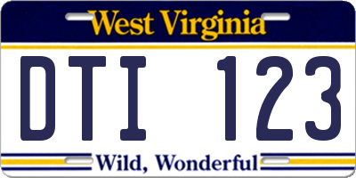 WV license plate DTI123