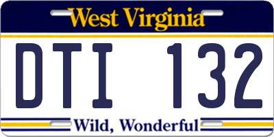 WV license plate DTI132