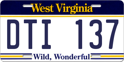 WV license plate DTI137