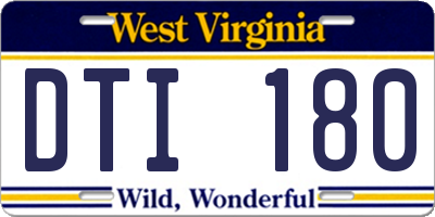 WV license plate DTI180