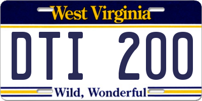 WV license plate DTI200