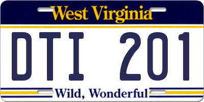 WV license plate DTI201