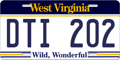 WV license plate DTI202