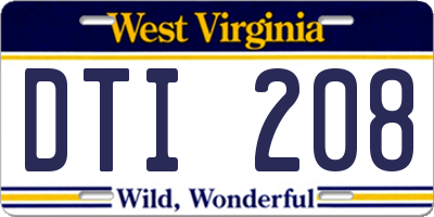 WV license plate DTI208