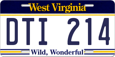 WV license plate DTI214