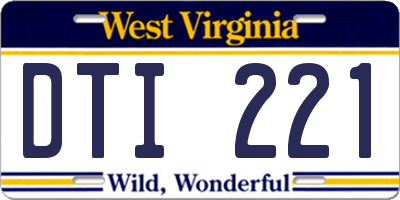 WV license plate DTI221