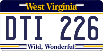 WV license plate DTI226