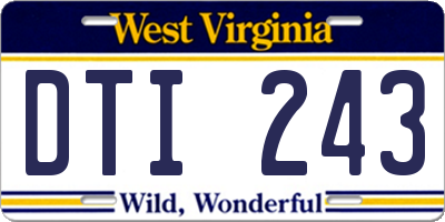 WV license plate DTI243