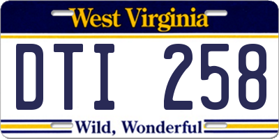 WV license plate DTI258