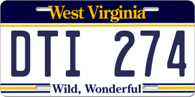 WV license plate DTI274