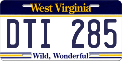 WV license plate DTI285