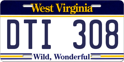 WV license plate DTI308