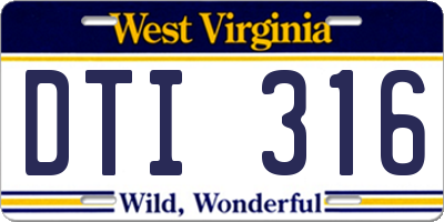 WV license plate DTI316