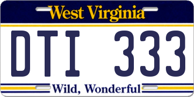 WV license plate DTI333