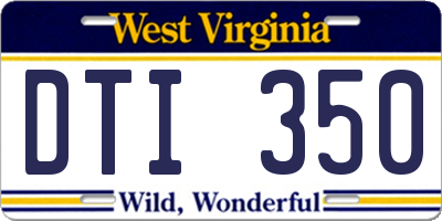 WV license plate DTI350