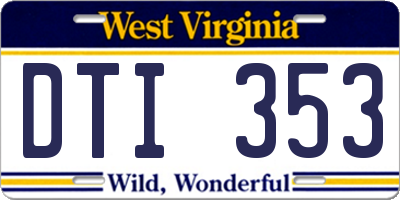 WV license plate DTI353