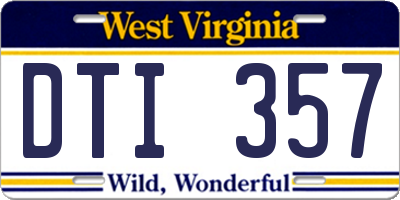 WV license plate DTI357