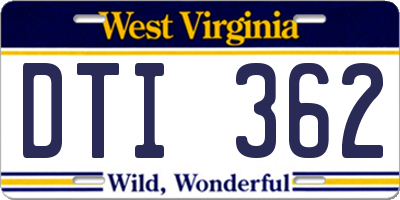 WV license plate DTI362