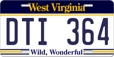 WV license plate DTI364